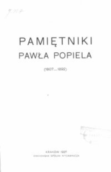 Pamiętniki Pawła Popiela (1807-1892).