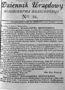 Dziennik Urzędowy Województwa Krakowskiego 1832, nr 38