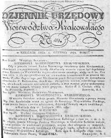 Dziennik Rządowy Województwa Krakowskiego 1834, nr 49