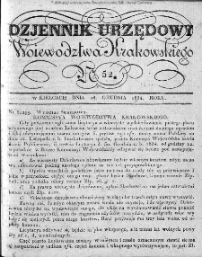Dziennik Rządowy Województwa Krakowskiego 1834, nr 52