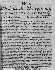 Dziennik Rządowy Województwa Krakowskiego 1830, nr 3