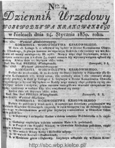 Dziennik Rządowy Województwa Krakowskiego 1830, nr 4