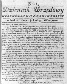 Dziennik Rządowy Województwa Krakowskiego 1830, nr 7