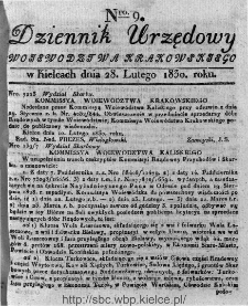 Dziennik Rządowy Województwa Krakowskiego 1830, nr 9