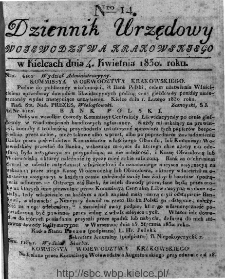 Dziennik Rządowy Województwa Krakowskiego 1830, nr 14