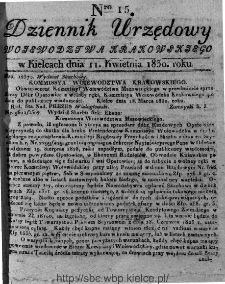 Dziennik Rządowy Województwa Krakowskiego 1830, nr 15