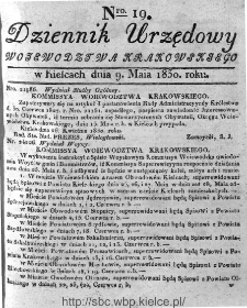 Dziennik Rządowy Województwa Krakowskiego 1830, nr 19