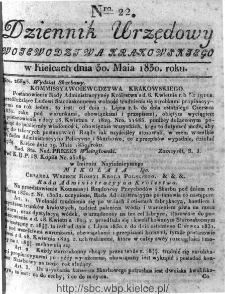 Dziennik Rządowy Województwa Krakowskiego 1830, nr 22