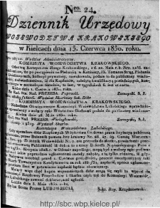 Dziennik Rządowy Województwa Krakowskiego 1830, nr 24