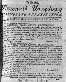 Dziennik Rządowy Województwa Krakowskiego 1830, nr 26