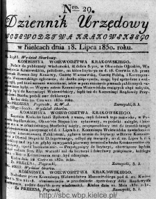 Dziennik Rządowy Województwa Krakowskiego 1830, nr 29