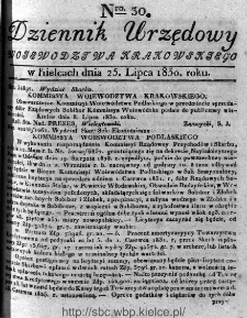 Dziennik Rządowy Województwa Krakowskiego 1830, nr 30