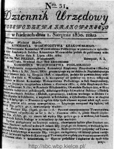 Dziennik Rządowy Województwa Krakowskiego 1830, nr 31