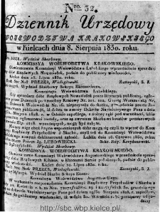Dziennik Rządowy Województwa Krakowskiego 1830, nr 32