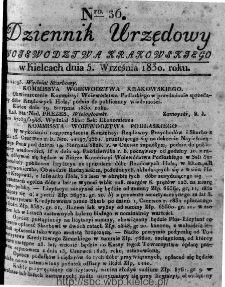 Dziennik Rządowy Województwa Krakowskiego 1830, nr 36