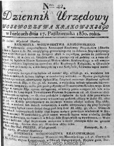 Dziennik Rządowy Województwa Krakowskiego 1830, nr 42