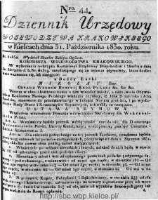 Dziennik Rządowy Województwa Krakowskiego 1830, nr 44