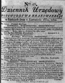 Dziennik Rządowy Województwa Krakowskiego 1830, nr 45