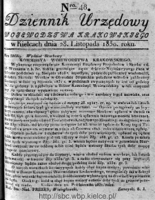 Dziennik Rządowy Województwa Krakowskiego 1830, nr 48