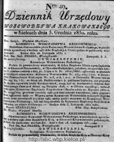 Dziennik Rządowy Województwa Krakowskiego 1830, nr 49