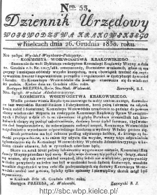 Dziennik Rządowy Województwa Krakowskiego 1830, nr 53
