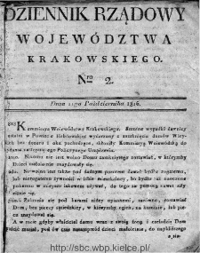 Dziennik Rządowy Województwa Krakowskiego 1816, nr 2
