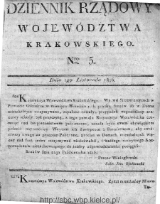 Dziennik Rządowy Województwa Krakowskiego 1816, nr 5