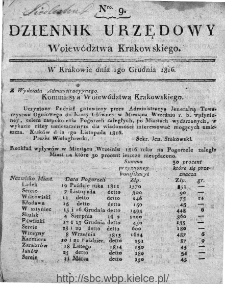Dziennik Rządowy Województwa Krakowskiego 1816, nr 9