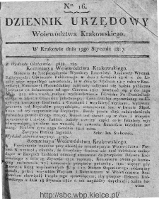 Dziennik Rządowy Województwa Krakowskiego 1816, nr 16
