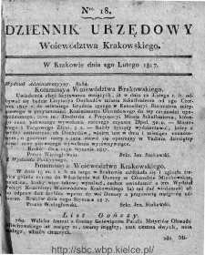 Dziennik Rządowy Województwa Krakowskiego 1816, nr 18