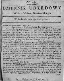 Dziennik Rządowy Województwa Krakowskiego 1816, nr 19