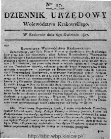 Dziennik Rządowy Województwa Krakowskiego 1816, nr 27