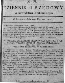 Dziennik Rządowy Województwa Krakowskiego 1816, nr 38