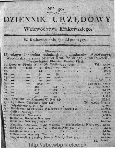 Dziennik Rządowy Województwa Krakowskiego 1816, nr 40