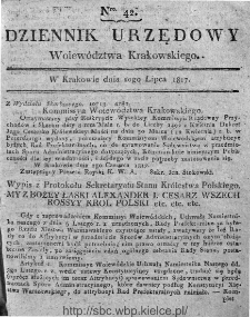 Dziennik Rządowy Województwa Krakowskiego 1816, nr 42