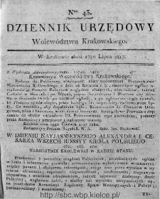 Dziennik Rządowy Województwa Krakowskiego 1816, nr 43