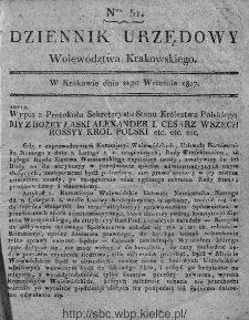 Dziennik Rządowy Województwa Krakowskiego 1816, nr 51