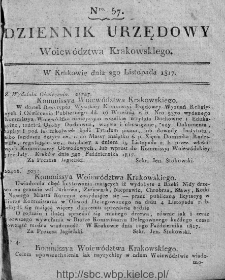 Dziennik Rządowy Województwa Krakowskiego 1816, nr 57