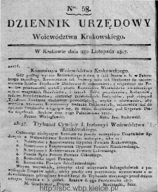 Dziennik Rządowy Województwa Krakowskiego 1816, nr 58