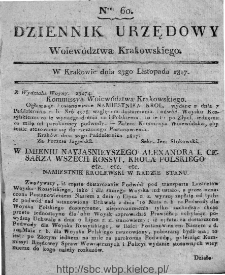 Dziennik Rządowy Województwa Krakowskiego 1816, nr 60