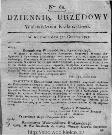 Dziennik Rządowy Województwa Krakowskiego 1816, nr 62
