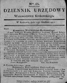 Dziennik Rządowy Województwa Krakowskiego 1816, nr 63