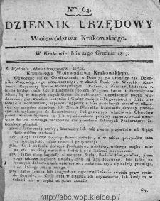 Dziennik Rządowy Województwa Krakowskiego 1816, nr 64