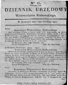 Dziennik Rządowy Województwa Krakowskiego 1816, nr 65