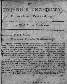 Dziennik Rządowy Województwa Krakowskiego 1819, nr 1