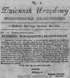 Dziennik Rządowy Województwa Krakowskiego 1819, nr 4