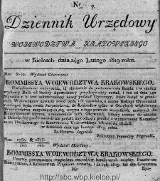 Dziennik Rządowy Województwa Krakowskiego 1819, nr 7