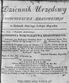 Dziennik Rządowy Województwa Krakowskiego 1819, nr 8