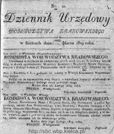 Dziennik Rządowy Województwa Krakowskiego 1819, nr 12