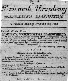 Dziennik Rządowy Województwa Krakowskiego 1819, nr 15
